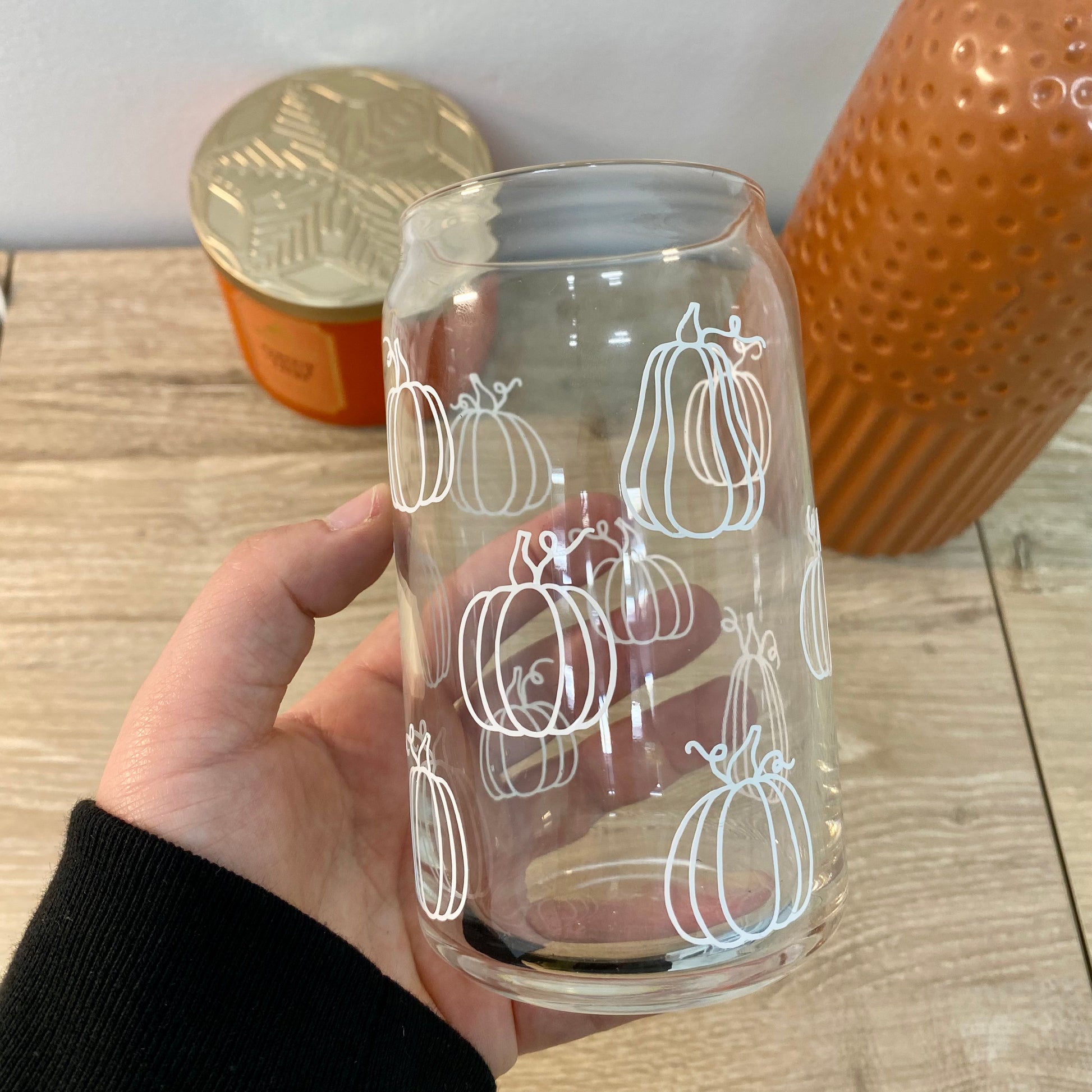 Pumpkins Soda Can Glass Beer Can Glass fall Coffee Glass 