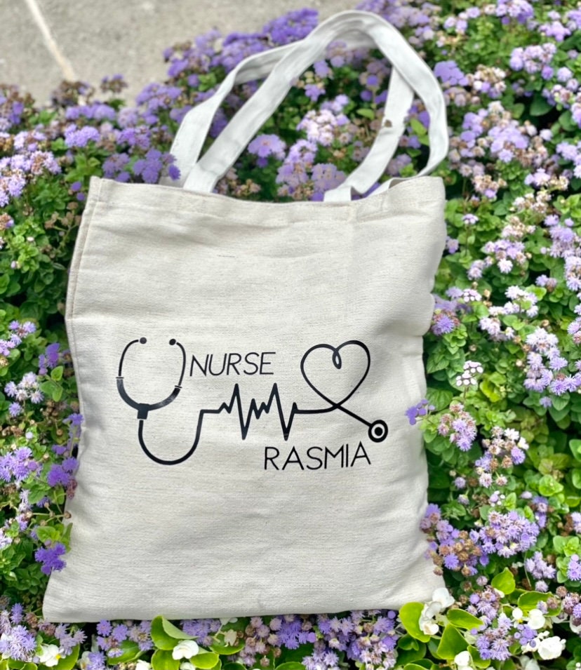 Custom Nurse Tote Bag 13 x 15 Tote bag Custom Name Nurse tote bags future nurse tote bags tote bag canvas